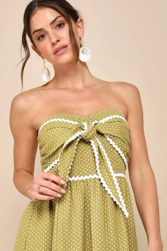 Delightful Design Light Green Polka Dot Midi Dress With Pockets sold by Lulus product image thumbnail 3