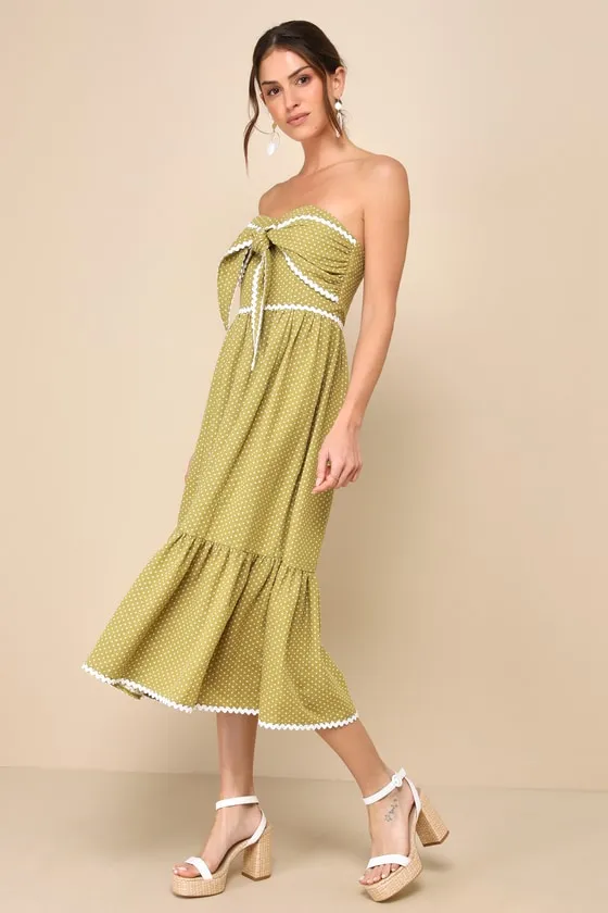 Delightful Design Light Green Polka Dot Midi Dress With Pockets sold by Lulus product image thumbnail 4