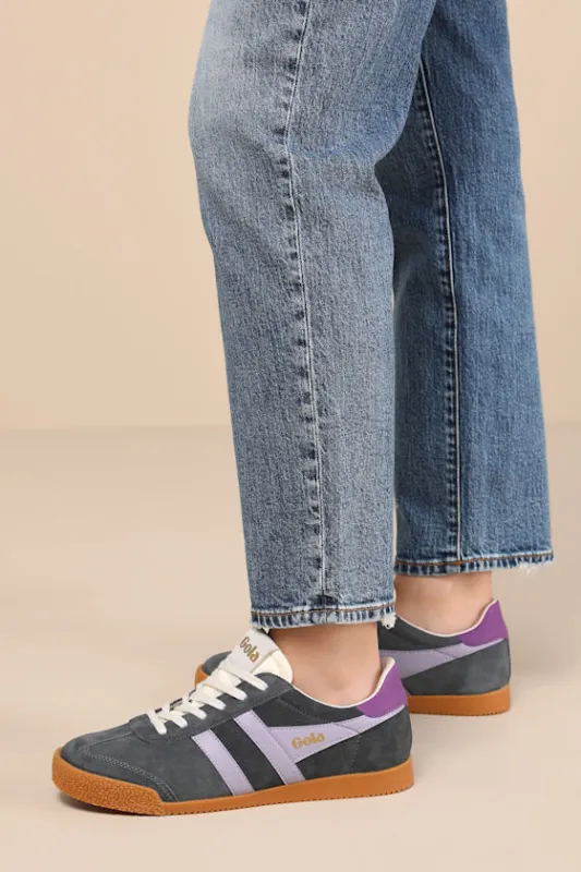 Elan Storm and Lavender Color Block Suede Leather Sneakers sold by Lulus