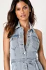 Own the Trend Light Wash Denim Collared Button-Front Mini Dress sold by Lulus