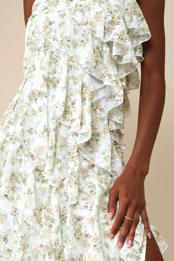 Feeling Flouncy Ivory Floral Print Tiered Ruffle Maxi Dress sold by Lulus product image thumbnail 4