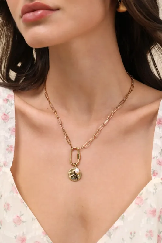 Luicia Gold Carabiner Charm Necklace sold by Lulus