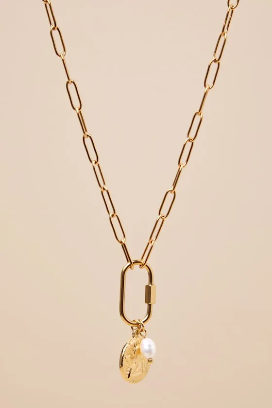 Luicia Gold Carabiner Charm Necklace sold by Lulus product image thumbnail 2