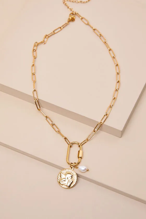 Luicia Gold Carabiner Charm Necklace sold by Lulus product image thumbnail 4