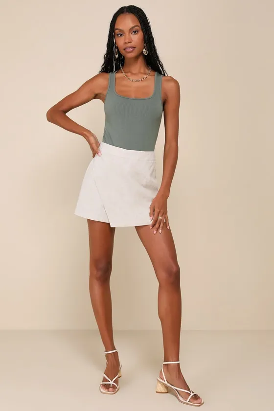 Convenient Charm Olive Green Ribbed Cutout Bodysuit sold by Lulus product image thumbnail 2