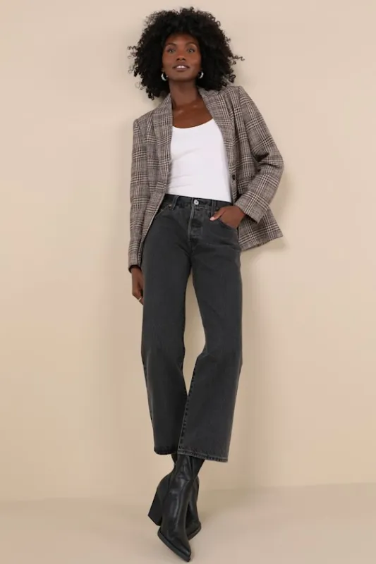 501 '90s Ankle Washed Black Mid-Rise Straight-Leg Jeans sold by Lulus