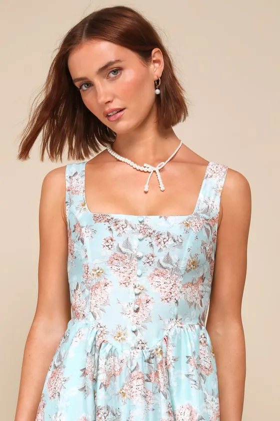 Darling Adoration Light Blue Floral Midi Dress With Pockets sold by Lulus product image thumbnail 4