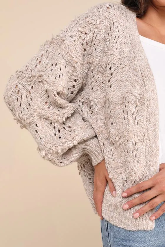 Cutest Coziness Taupe Textured Balloon Sleeve Cardigan Sweater sold by Lulus product image thumbnail 4