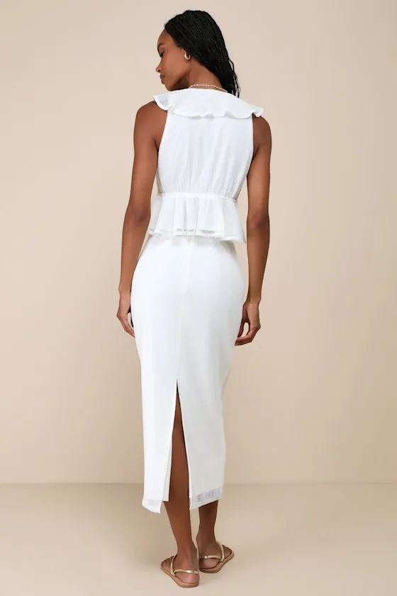 Enviable Effect Ivory Mesh Ruffled Two-Piece Midi Dress sold by Lulus product image thumbnail 2