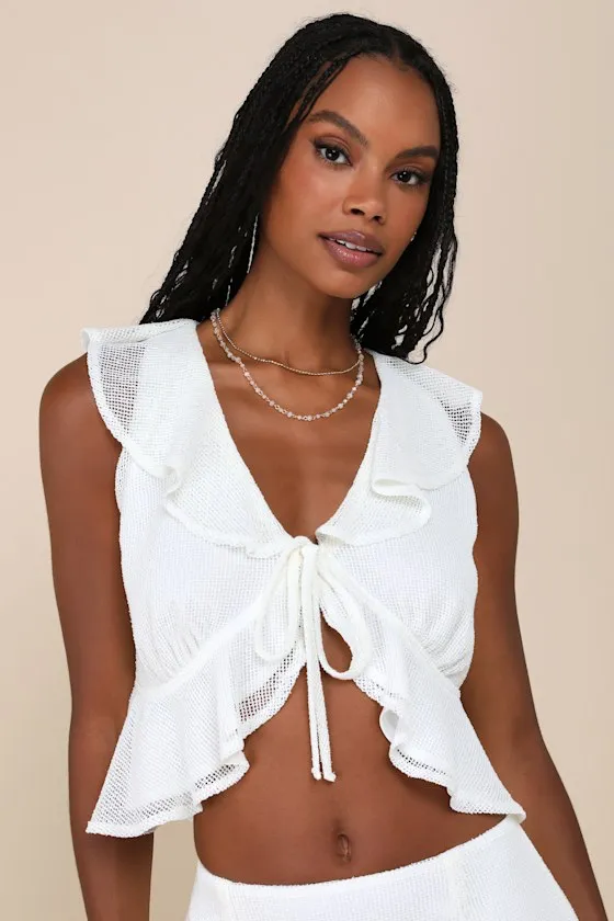 Enviable Effect Ivory Mesh Ruffled Two-Piece Midi Dress sold by Lulus product image thumbnail 3