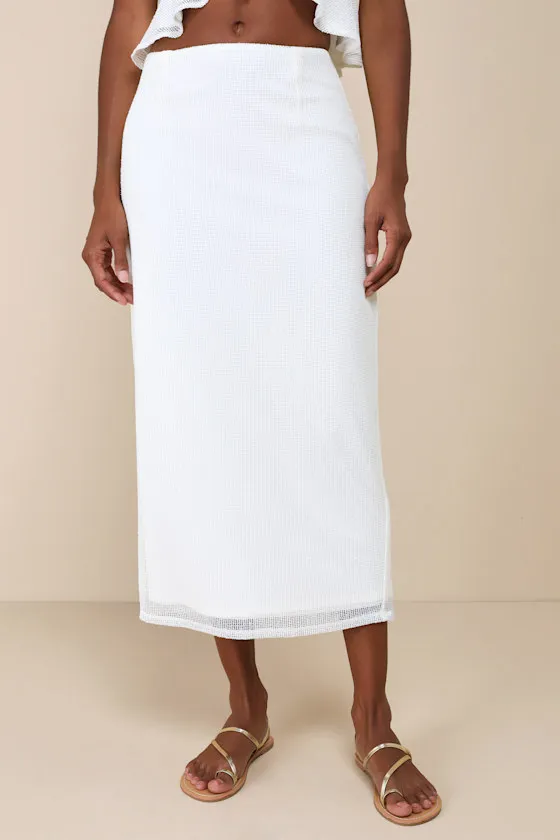 Enviable Effect Ivory Mesh Ruffled Two-Piece Midi Dress sold by Lulus product image thumbnail 4