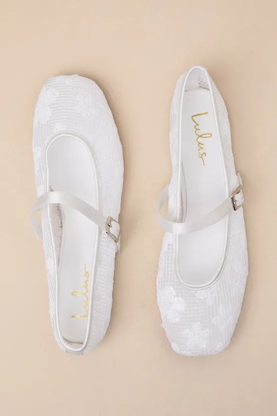Cristen White Mesh Sequin Buckle Ballet Flats sold by Lulus product image thumbnail 2