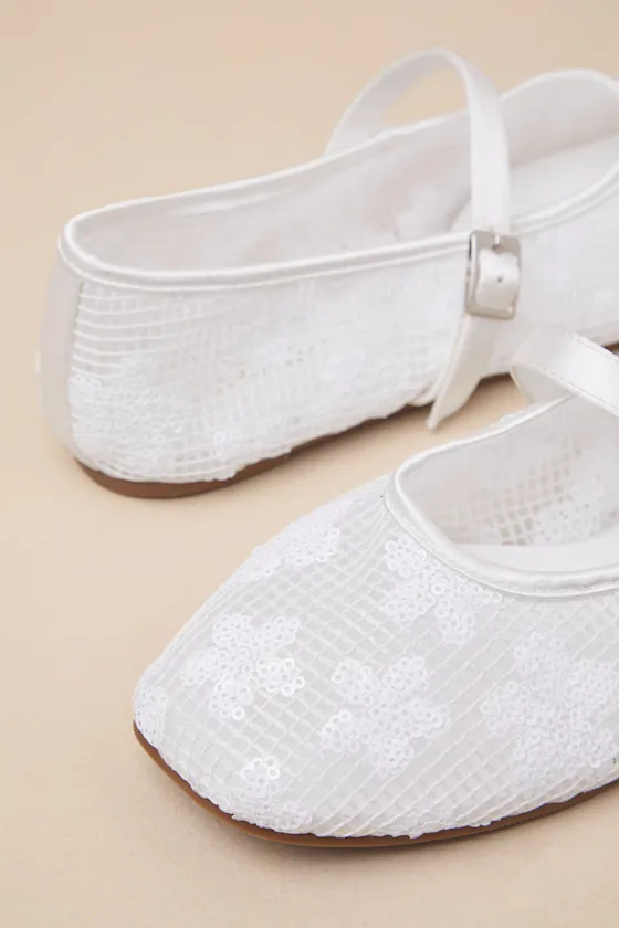 Cristen White Mesh Sequin Buckle Ballet Flats sold by Lulus product image thumbnail 3