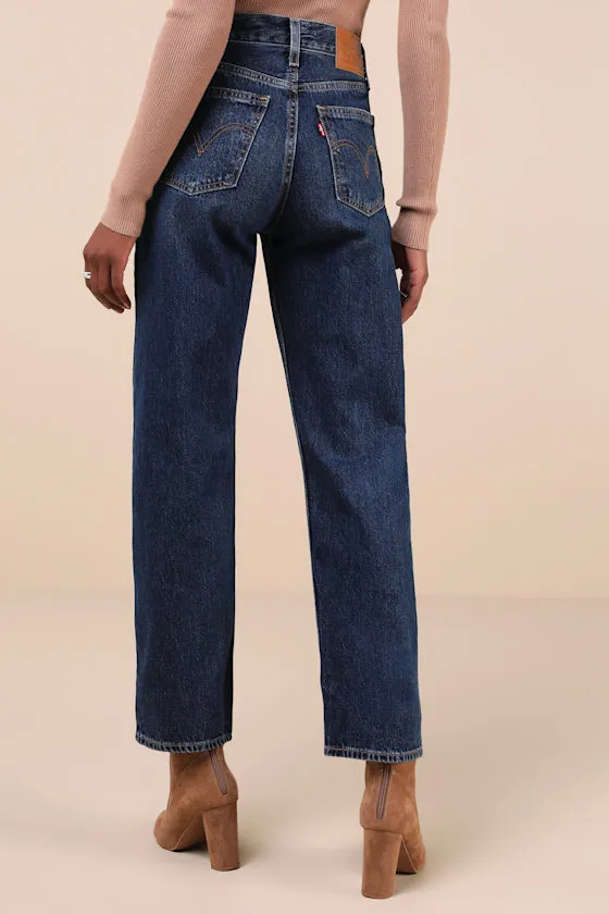 Baggy Dad Dark Wash Cotton Denim Mid-Rise Wide-Leg Jeans sold by Lulus product image thumbnail 3