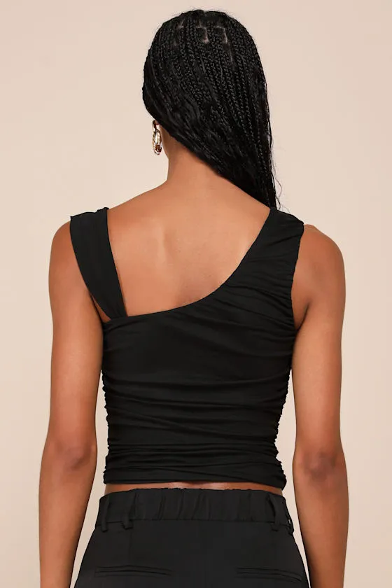 Beautiful Vision Black Mesh Asymmetrical Top sold by Lulus product image thumbnail 3