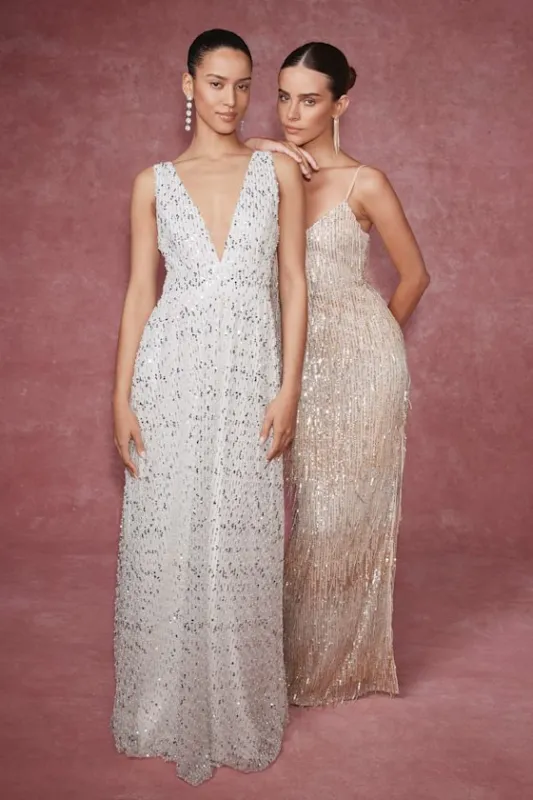 Solita White Sequin Mesh Sleeveless Maxi Dress sold by Lulus