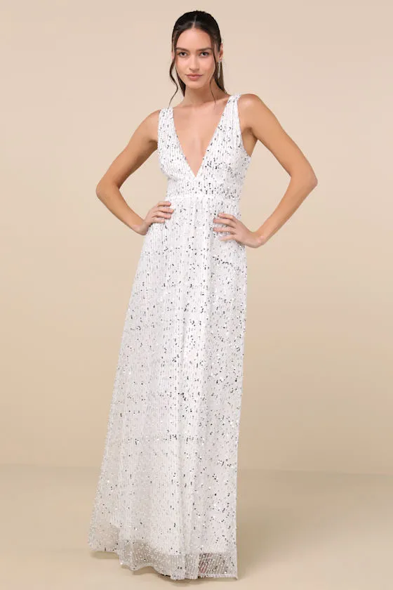 Solita White Sequin Mesh Sleeveless Maxi Dress sold by Lulus product image thumbnail 2