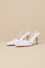 Marloww White Satin Pleated Slingback Pumps sold by Lulus