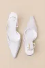 Marloww White Satin Pleated Slingback Pumps sold by Lulus