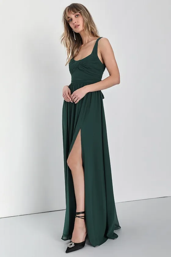 Sensational Moment Emerald Green Pleated Maxi Dress sold by Lulus product image thumbnail 4
