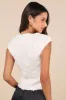 Nova Ivory Lace Textured Rosette Applique Cap Sleeve Top sold by Lulus