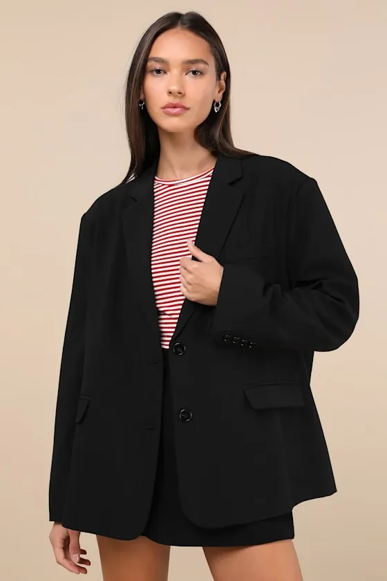Sophisticated Era Black Oversized Blazer sold by Lulus