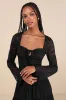 Posh Option Black Lace Keyhole Long Sleeve Top sold by Lulus