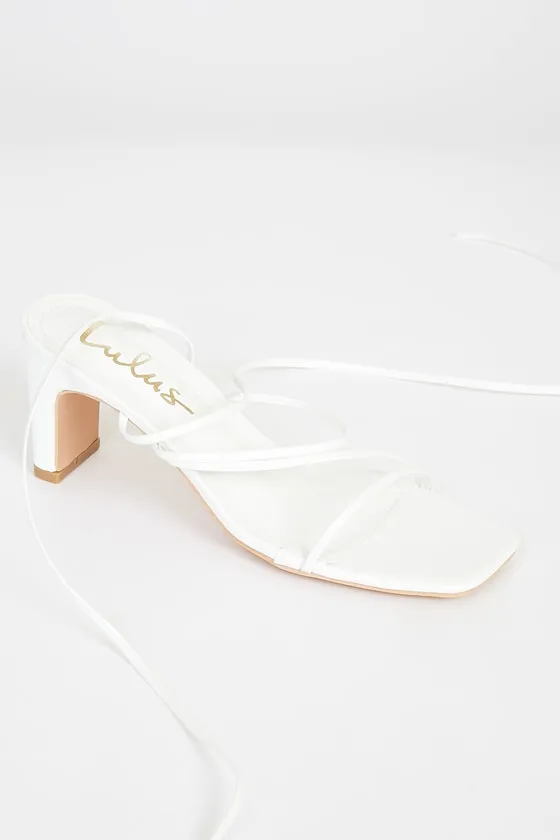Aliah White Lace-Up High Heel Sandals sold by Lulus product image thumbnail 3
