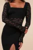 Sensationally Poised Black Lace Long Sleeve Maxi Dress sold by Lulus