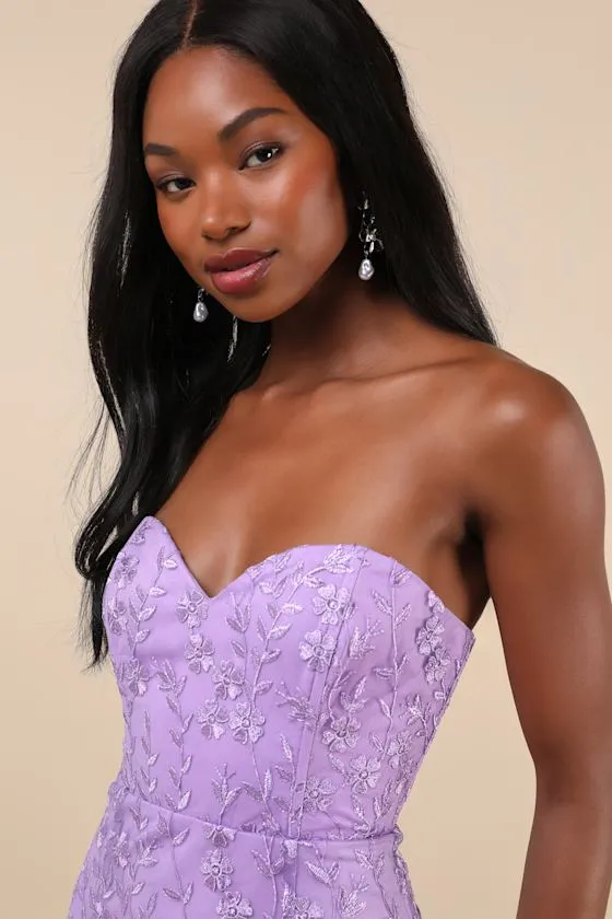 Exquisite Sensation Lavender Embroidered Strapless Mini Dress sold by Lulus product image thumbnail 3