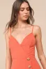 Sweet Breeze Orange Surplice Button-Front Mini Dress sold by Lulus