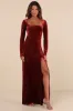 Lovely and Luminous Rust Velvet Long Sleeve Column Maxi Dress sold by Lulus