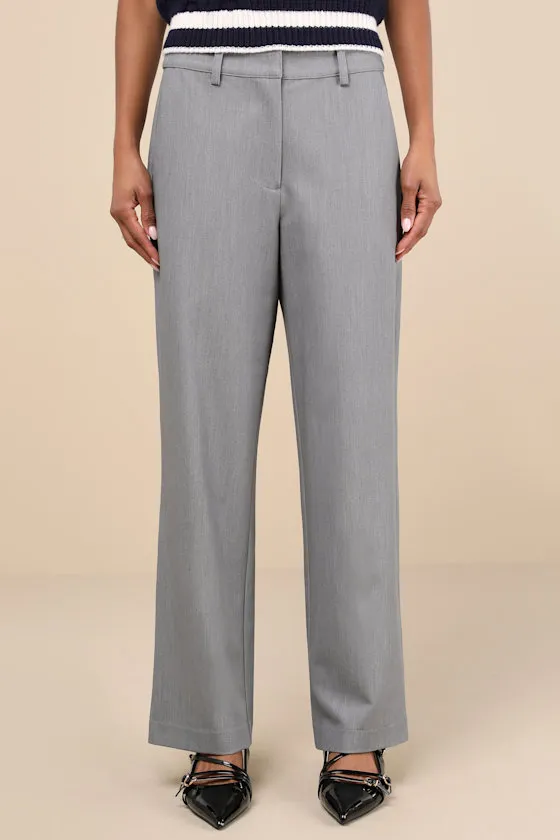 Elevated Cuteness Grey Straight Leg Trouser Pants sold by Lulus product image thumbnail 2