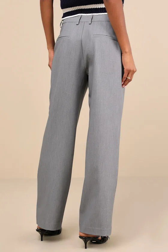 Elevated Cuteness Grey Straight Leg Trouser Pants sold by Lulus product image thumbnail 3