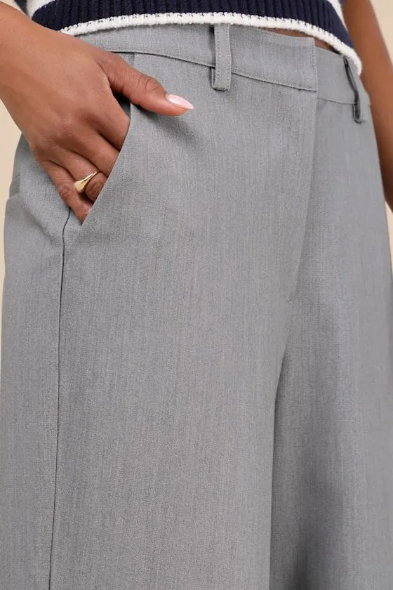 Elevated Cuteness Grey Straight Leg Trouser Pants sold by Lulus product image thumbnail 4