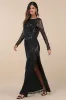 Glittery Devotion Black Sequin Fringe Maxi Dress sold by Lulus