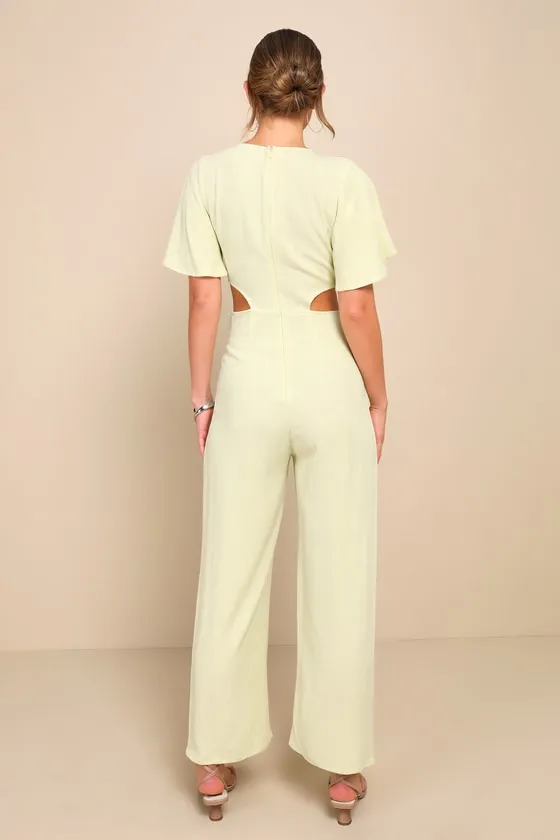 Summer Journey Light Green Tie-Front Cutout Jumpsuit sold by Lulus product image thumbnail 2