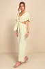 Summer Journey Light Green Tie-Front Cutout Jumpsuit sold by Lulus
