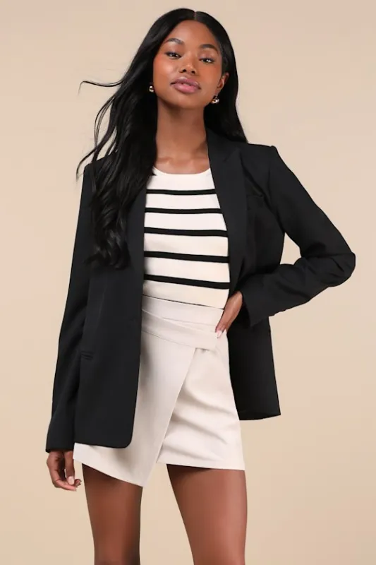 Undeniable Favorite Beige High-Rise Faux-Wrap Skort sold by Lulus
