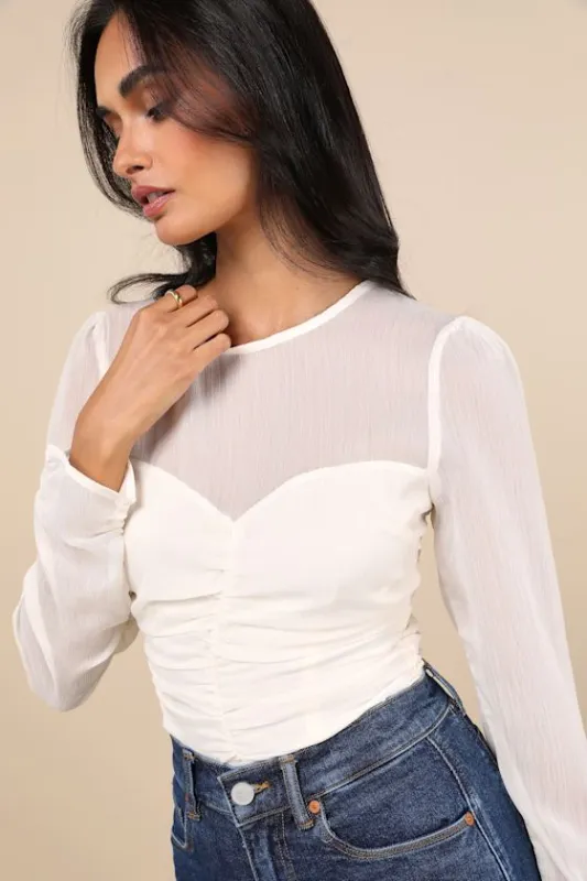Majorly Composed Ivory Long Sleeve Top sold by Lulus