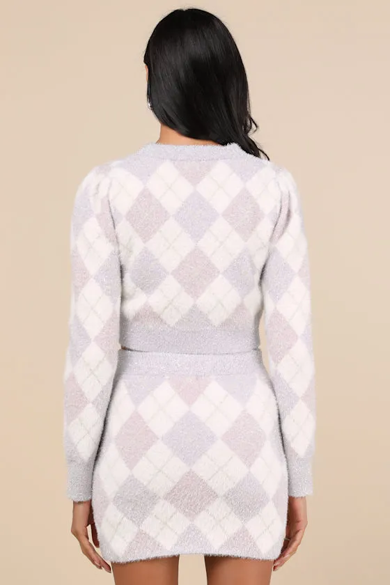 Positively Pristine Lilac Argyle Lurex Sweater Mini Skirt sold by Lulus product image thumbnail 2