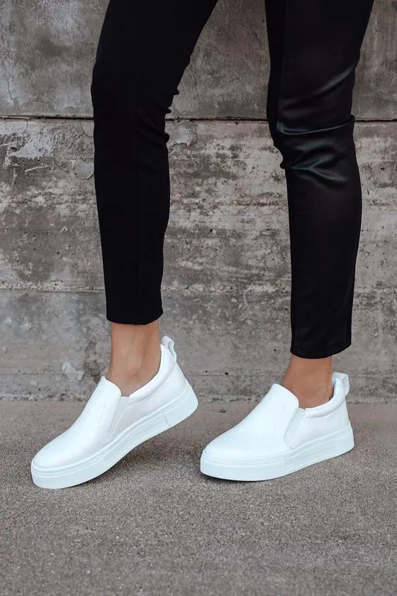 Cassay White Crocodile-Embossed Platform Slip-On Sneakers sold by Lulus product image thumbnail 2