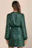 Sparkly Darling Emerald Green Sequin Long Sleeve Wrap Dress sold by Lulus