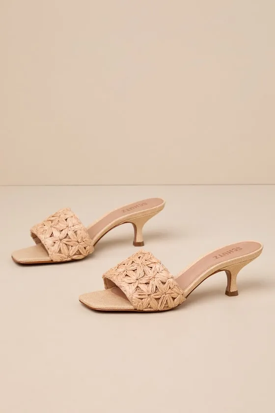 Dethalia Straw Raffia Kitten Heel Slide Sandals sold by Lulus product image thumbnail 2