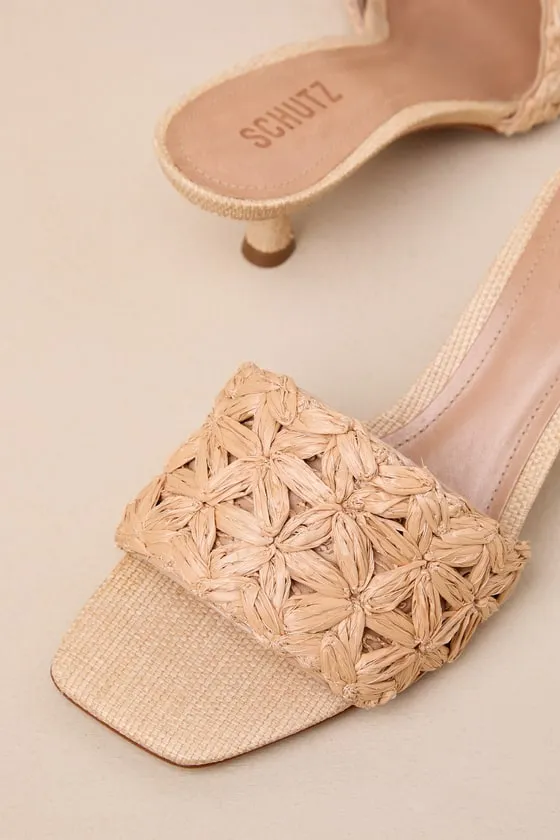 Dethalia Straw Raffia Kitten Heel Slide Sandals sold by Lulus product image thumbnail 4