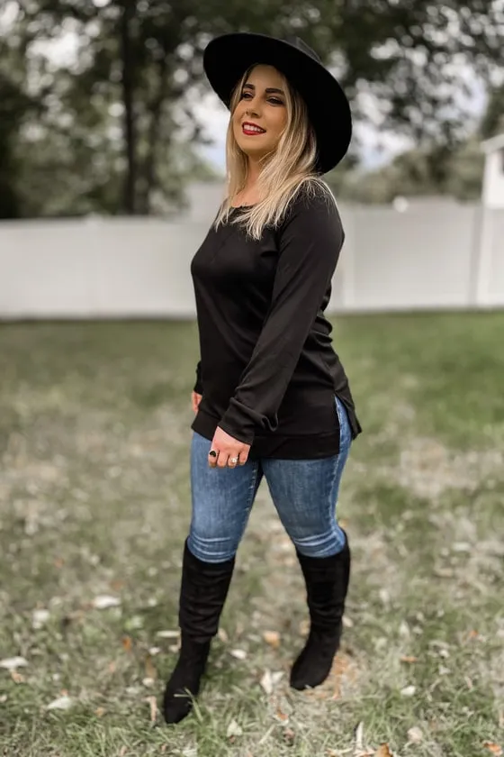 Katari Black Suede Pointed-Toe Knee High Boots sold by Lulus product image thumbnail 4