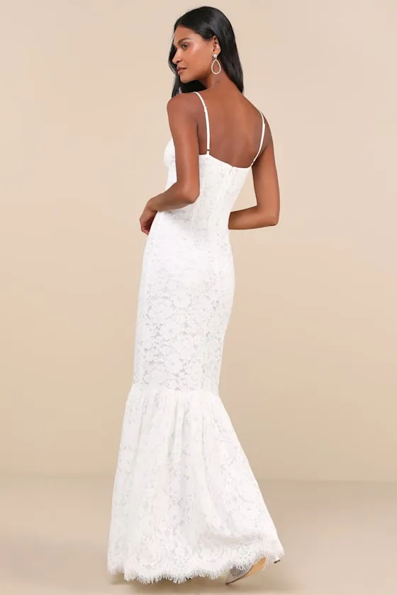 Instinctively Stunning White Lace Bustier Trumpet Maxi Dress sold by Lulus product image thumbnail 3