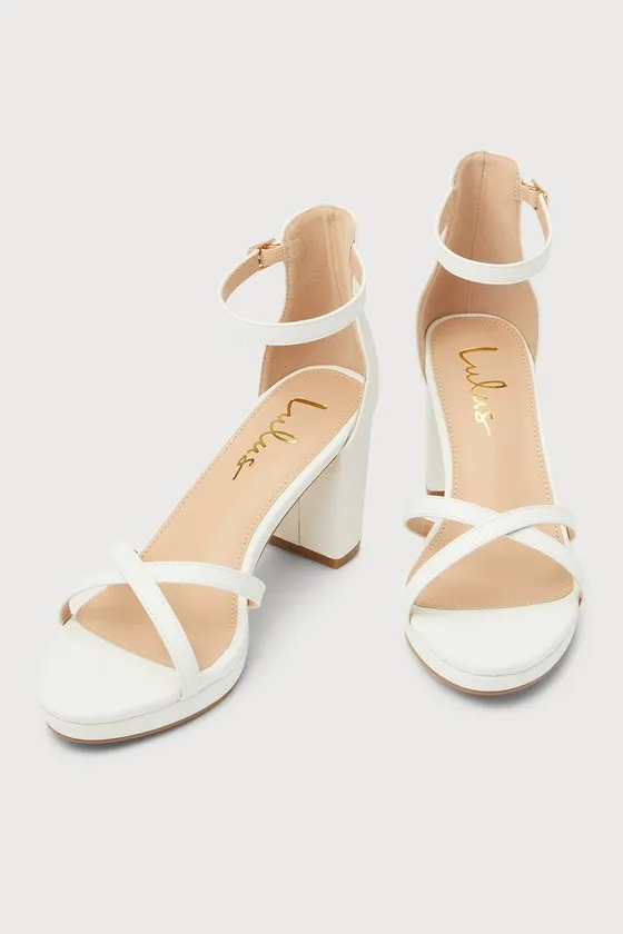Dale White Platform Ankle Strap Low Heel Sandals sold by Lulus product image thumbnail 2