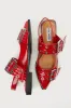 Graya Red Patent Studded Buckle Slingback Flats sold by Lulus