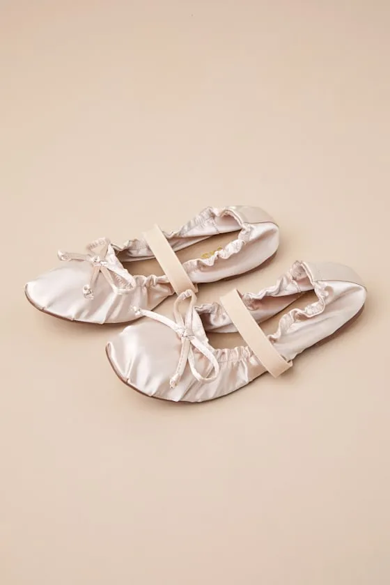 Callinda Champagne Satin Bow Ballet Flats sold by Lulus product image thumbnail 3